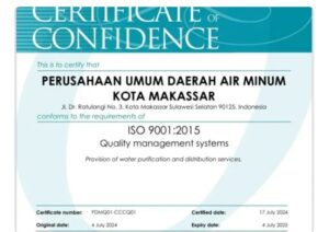 Selamat! Perumda Air Minum Makassar Raih Sertifikasi ISO 9001