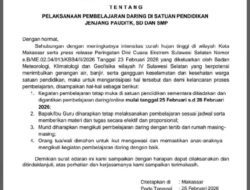 Dampak Cuaca Ekstrem, Disdik Makassar Terbitkan Surat Edaran: Pelajar Belajar dari Rumah